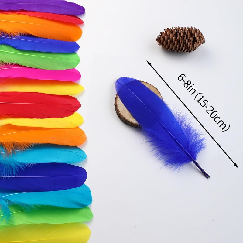 Ballinger Colorful Goose Feathers for Crafts - 120Pcs 6-8inch Craft Colored Feathers for DIY Crafts,Angel Wings,Dream Catcher and Wedding Party Decor - Image 3